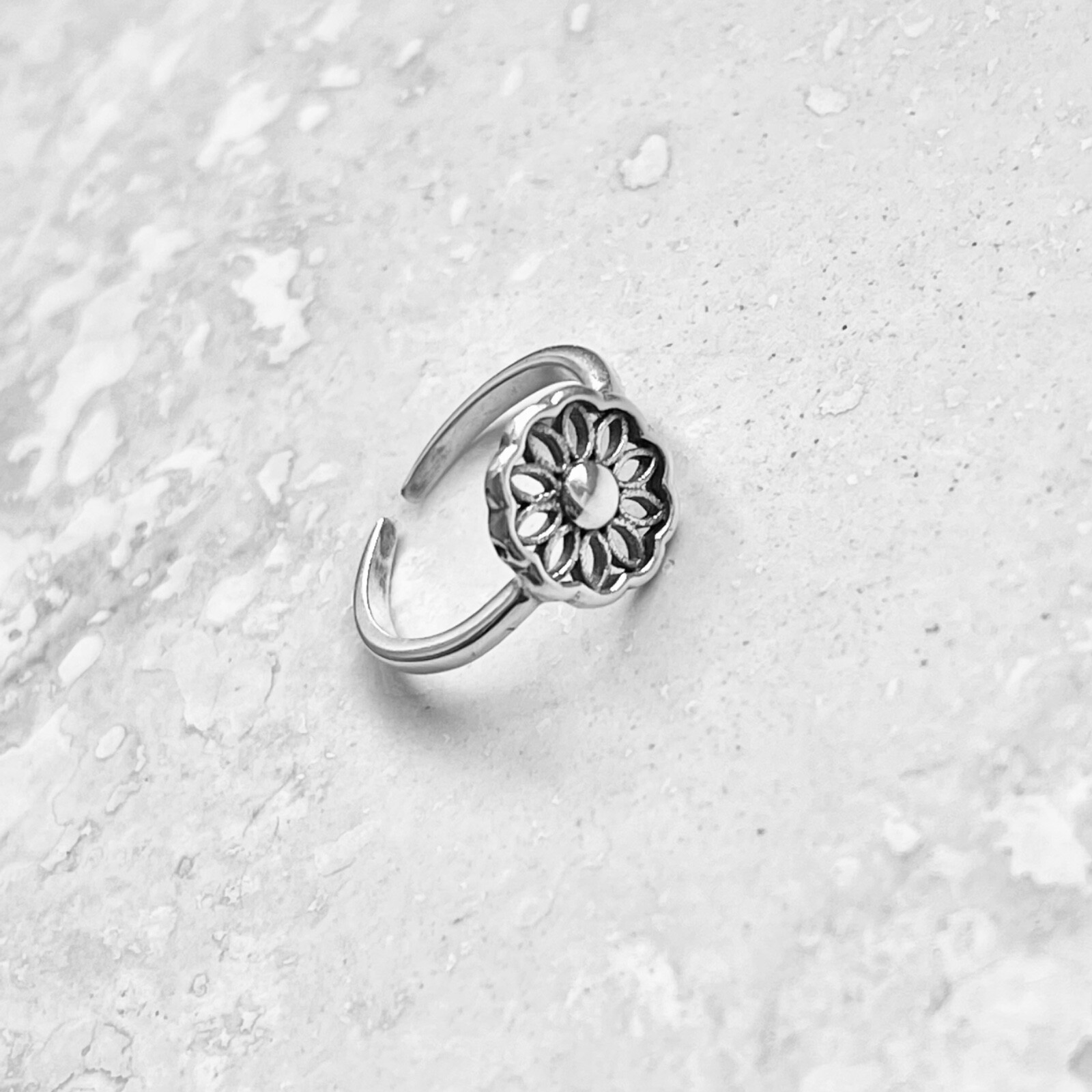 Sterling Silver Mandala Toe Ring, Flower Ring, Silver Rings
