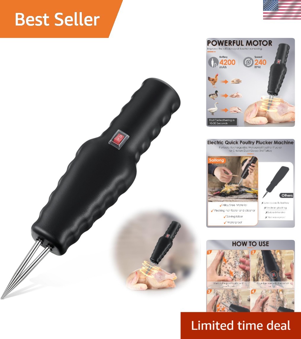 Efficient Electric Feather Plucker for Ducks, Geese & Turkeys - Compact Size