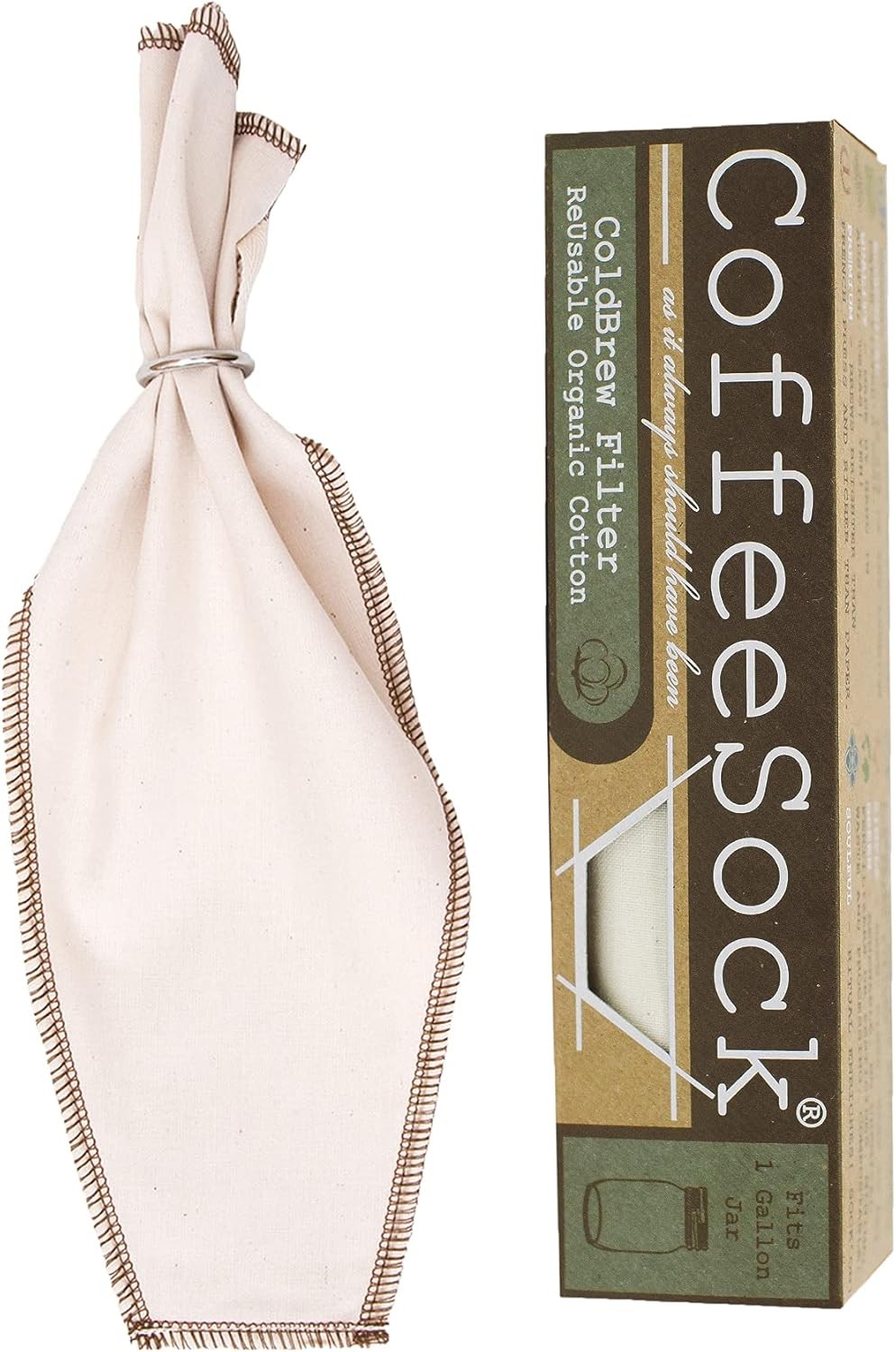 CoffeeSock ColdBrew Filter - One Gallon Organic Cotton Reusable Coffee Filter
