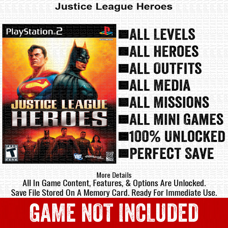 Justice League Heroes 100% PS2 Memory Card All CHEATS ITEMS