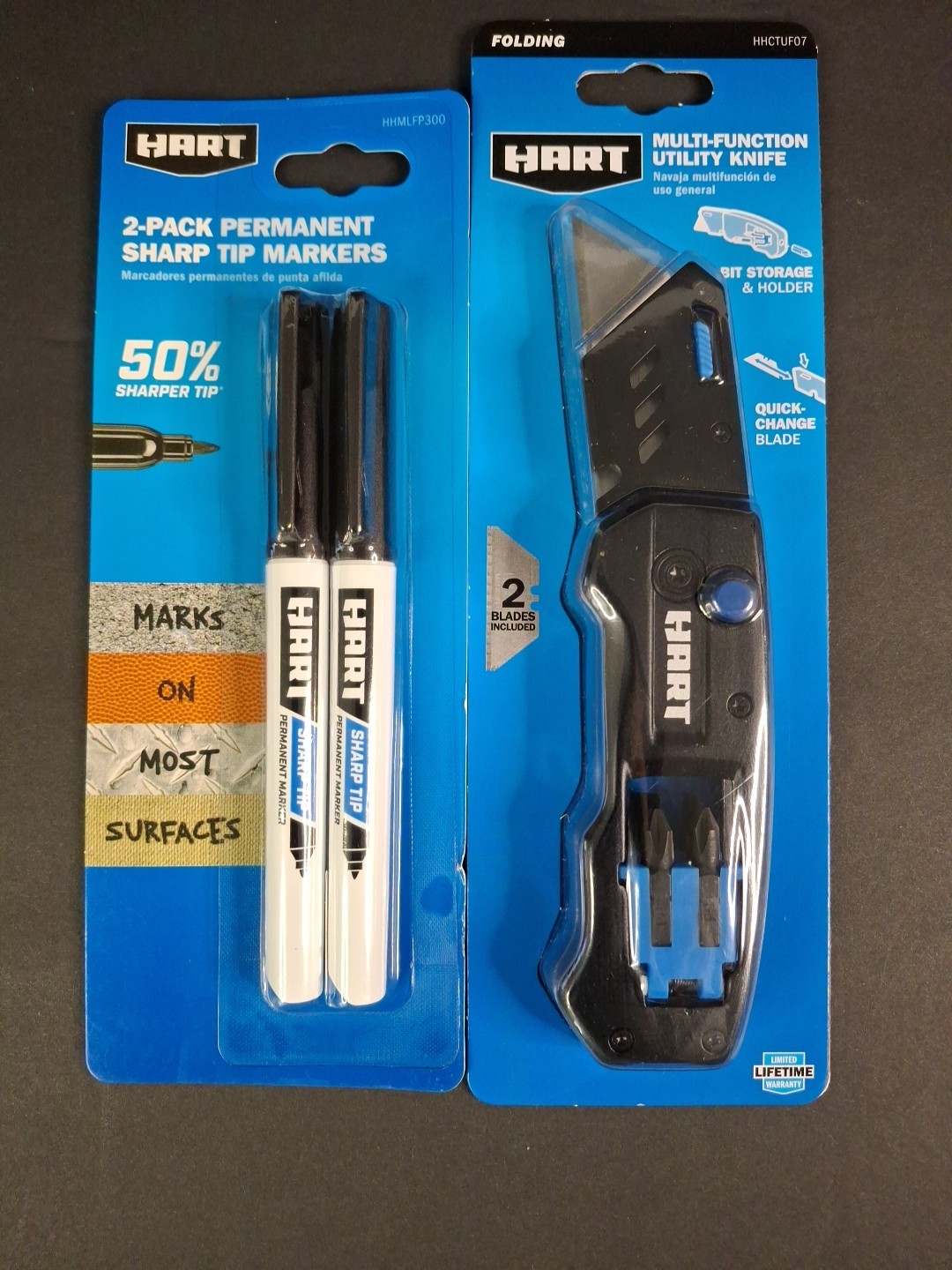 HART Multi-Function Folding Utility Knife w/ Bits & 2pk Sharp Tip Perm Markers