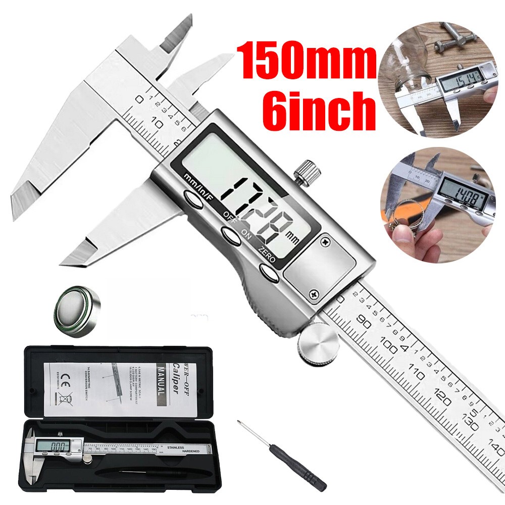 Digital Caliper Micrometer LCD Gauge Vernier Electronic Measuring Tool 6" 150mm
