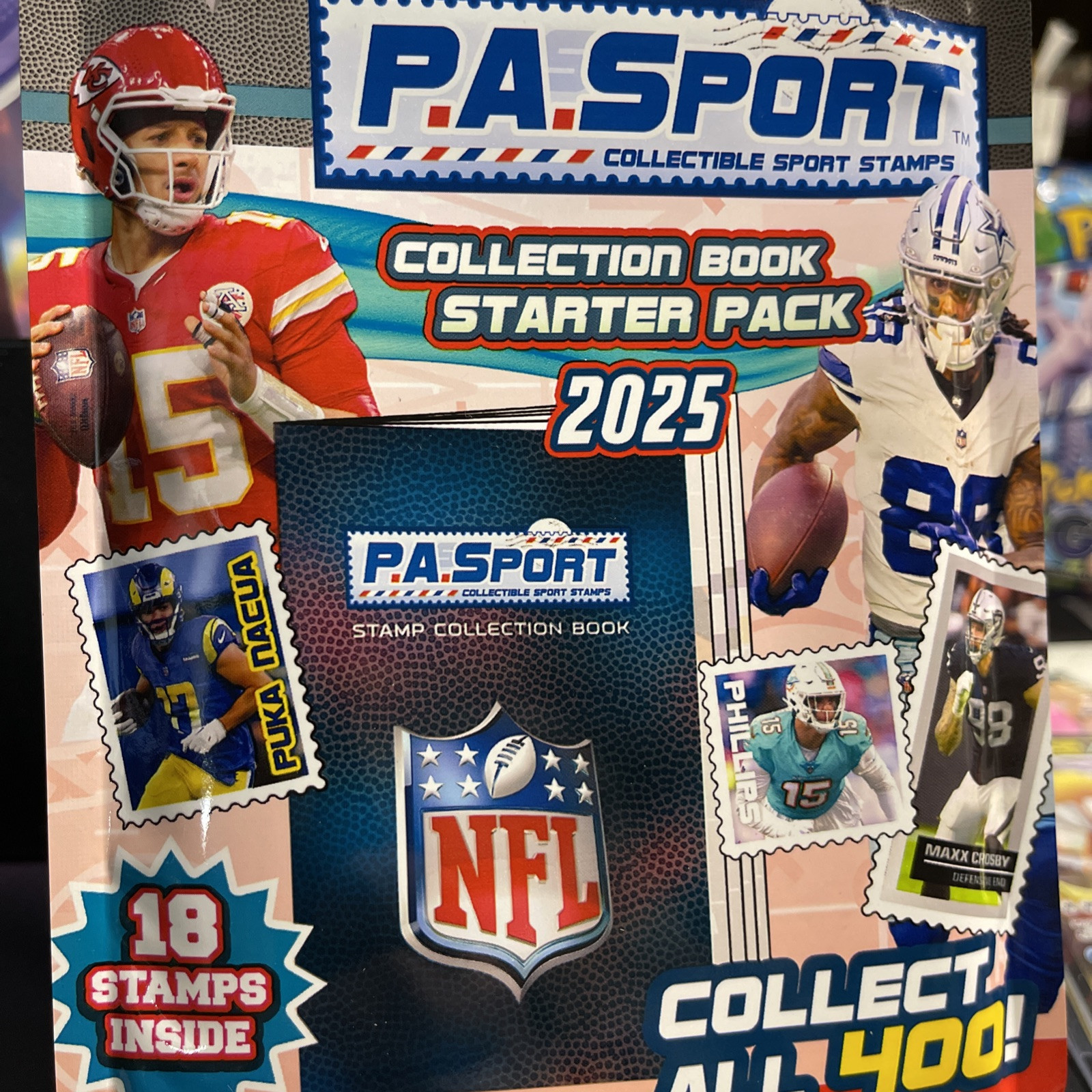 P.A. Sport NFL Stamp Collectible Book Series 3 2025 Starter Pack 18 stamps