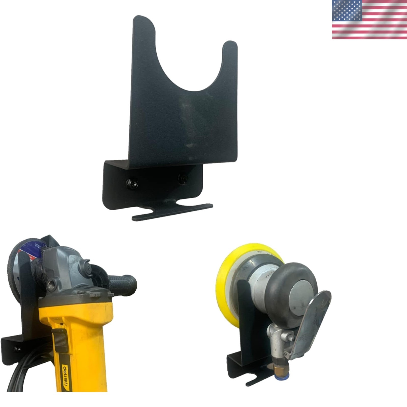 Compact Wall Mount Angle Grinder Holder for 5 Inch Tools - Steel Storage Rack