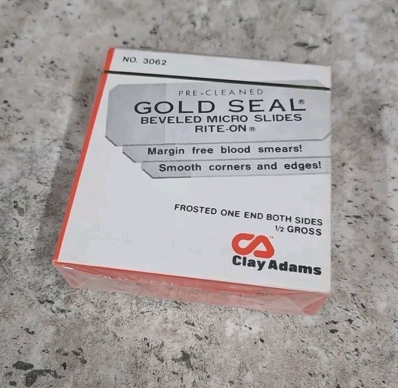 (72) 3062 Clay Adams Gold Seal Beveled Frosted 3" x 1" x 1 mm Microscope Slides