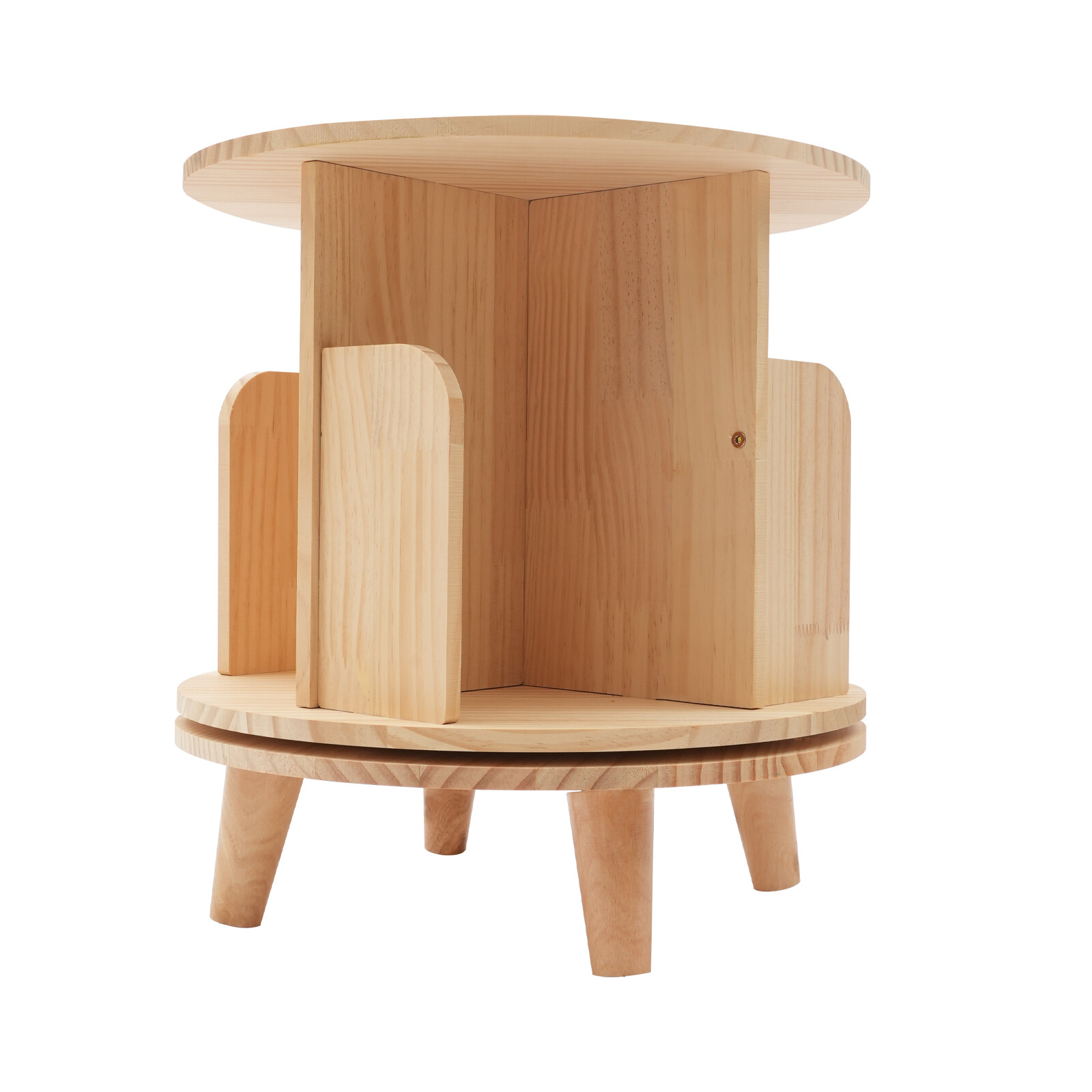 1-tier Floor Standing Solid Wood Single-layer Rotating Bookshelf 31cm H Bookcase
