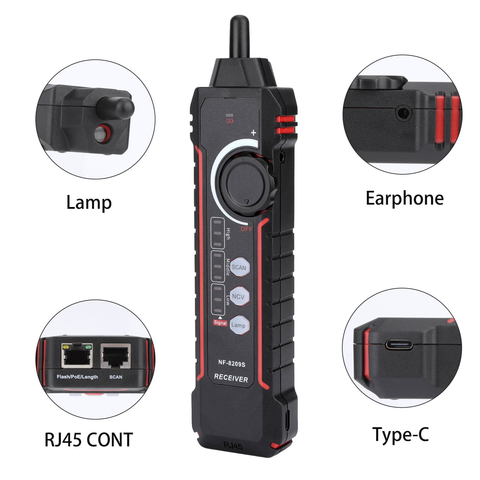 NF-8209S Network Cable Tester Ethernet Cable Tester with CAT5, CAT6 Line Tracer