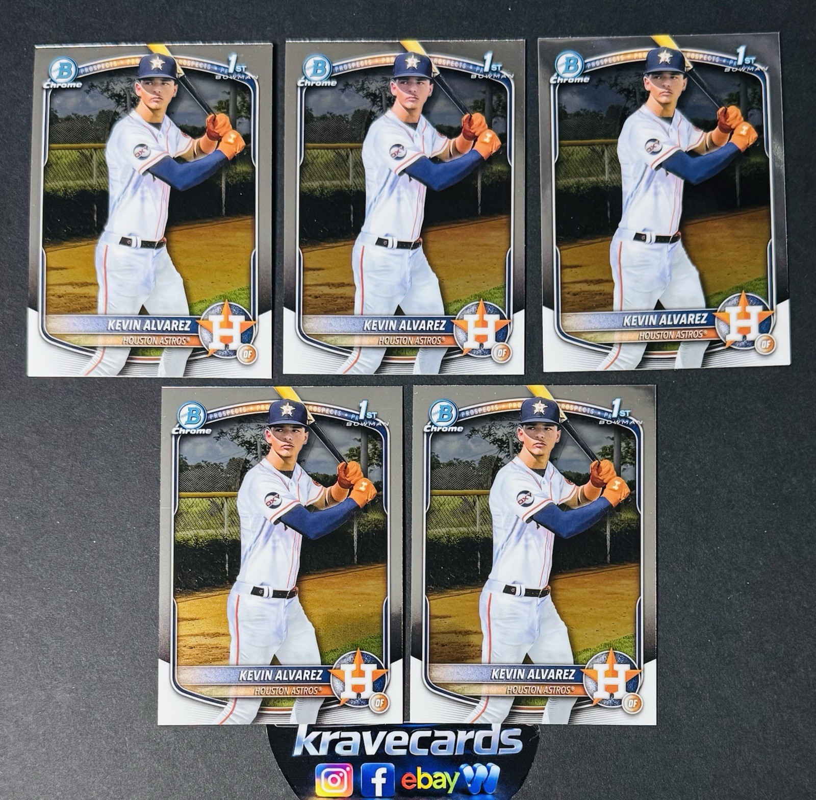 Kevin Alvarez 1st 2025 Bowman Chrome Prospect BCP-227 Houston Astros Lot Of 5