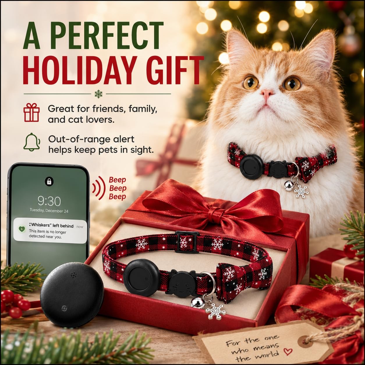 JNLIK Red Cat Tracker GPS Android No Subscription Waterproof