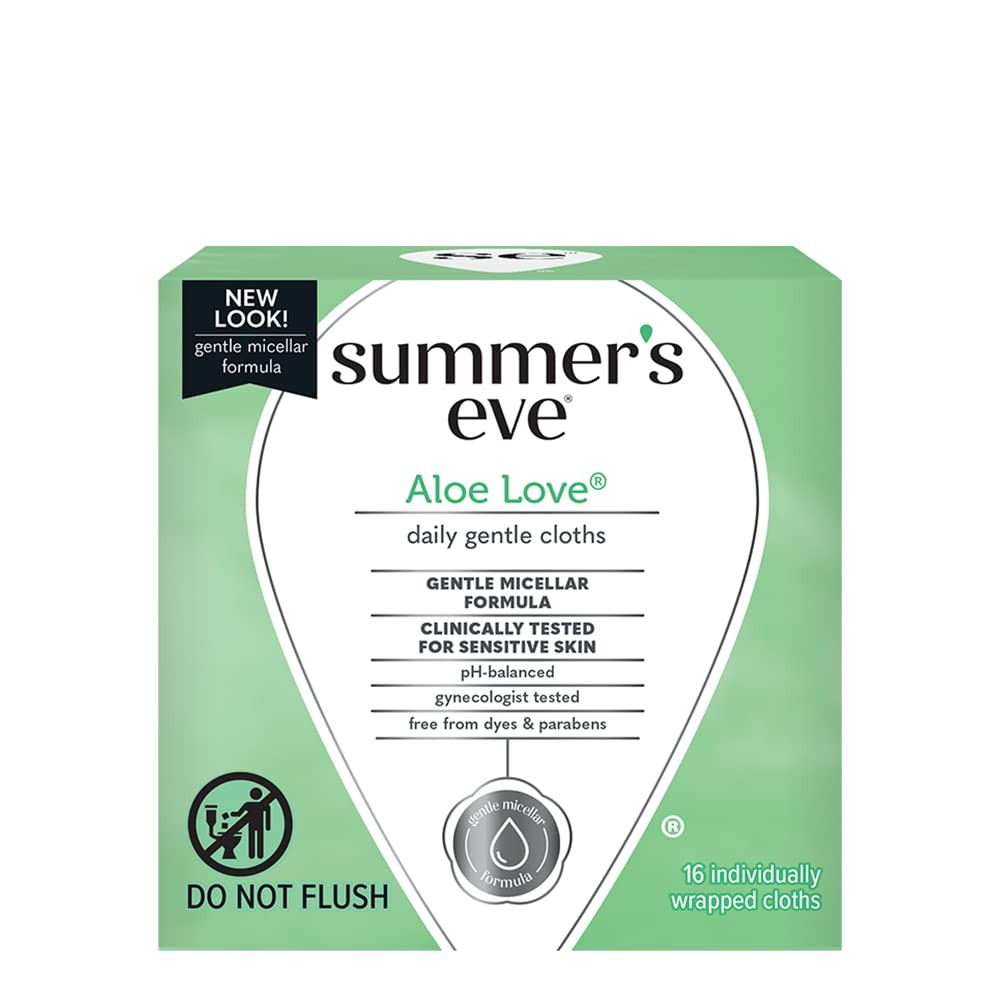 Summer's Eve Aloe Love Gentle Daily Feminine Wipes 16 Count.
