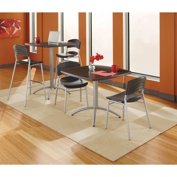 Iceberg 65664 Cafeworks Cafe/Breakroom Table, Walnut Top, Silver Frame, 36 In