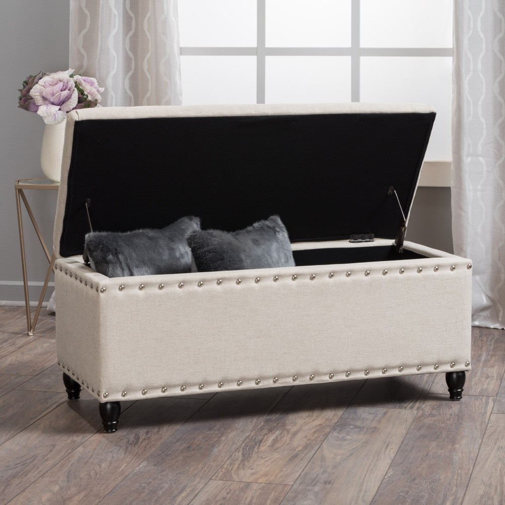 Storage Bench with Birch Legs and Storage Space