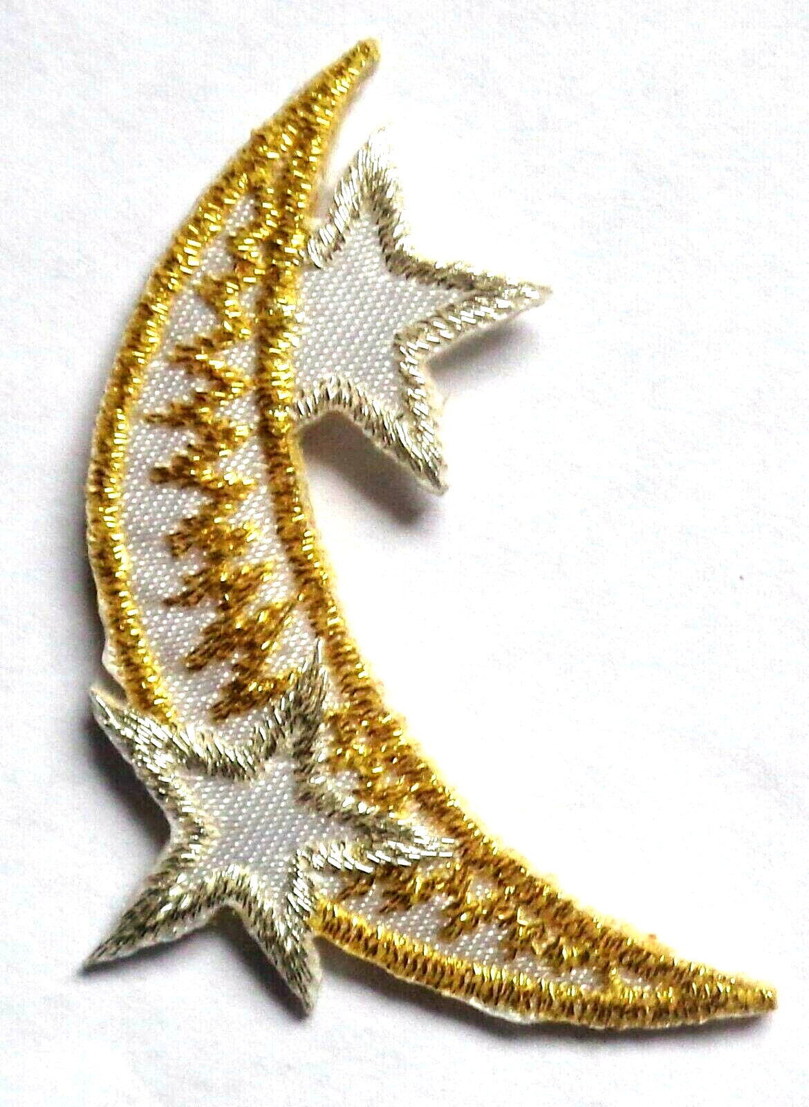 IRON ON PATCH - MOON WITH STAR ACCENTS 1 1/4" across x 2 1/8" high FREE SHIPPING