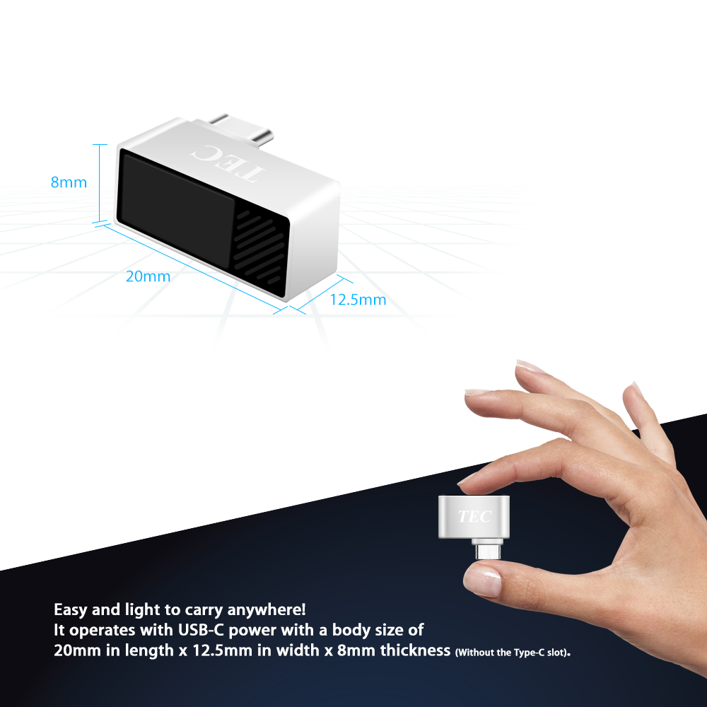 Type-C Security Mini Fingerprint Reader for Windows 10 Hello 360° Touch TE-FPA-C