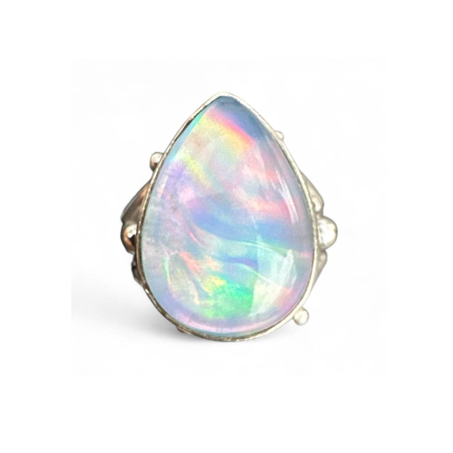 Aurora Opal Solid 925 Sterling Silver Ring 5