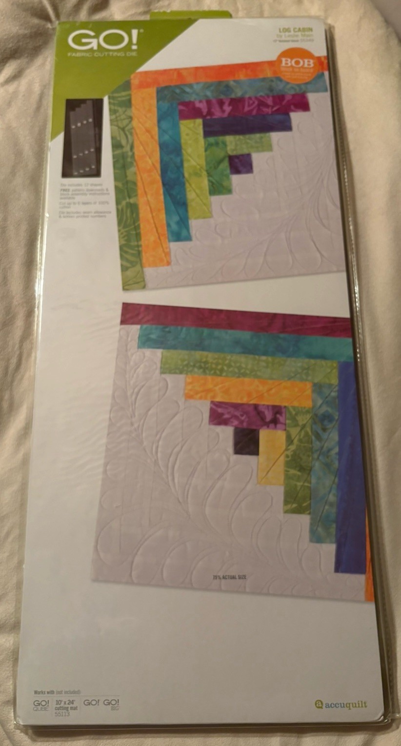 Accuquilt Go Cutting Die 55349 Log Cabin 12" Block Cutting Die No Plastic Sleeve