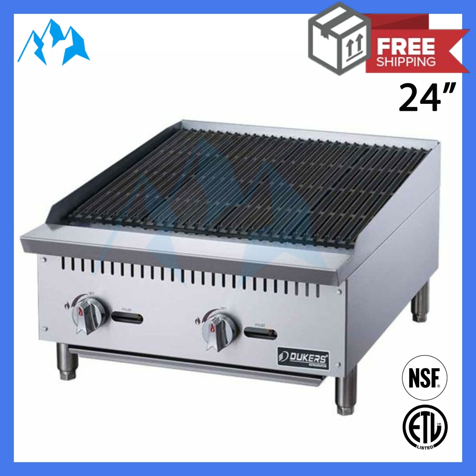 24" Charbroiler Commercial Countertop Char Broiler Grill 2 Burner Gas & Propane