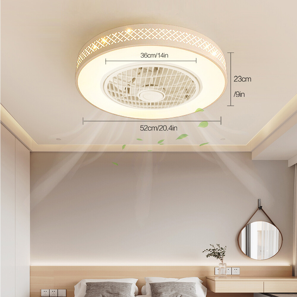 20" Modern Fan Lights Flush Mount LED Ceiling Light kit With Remote Control