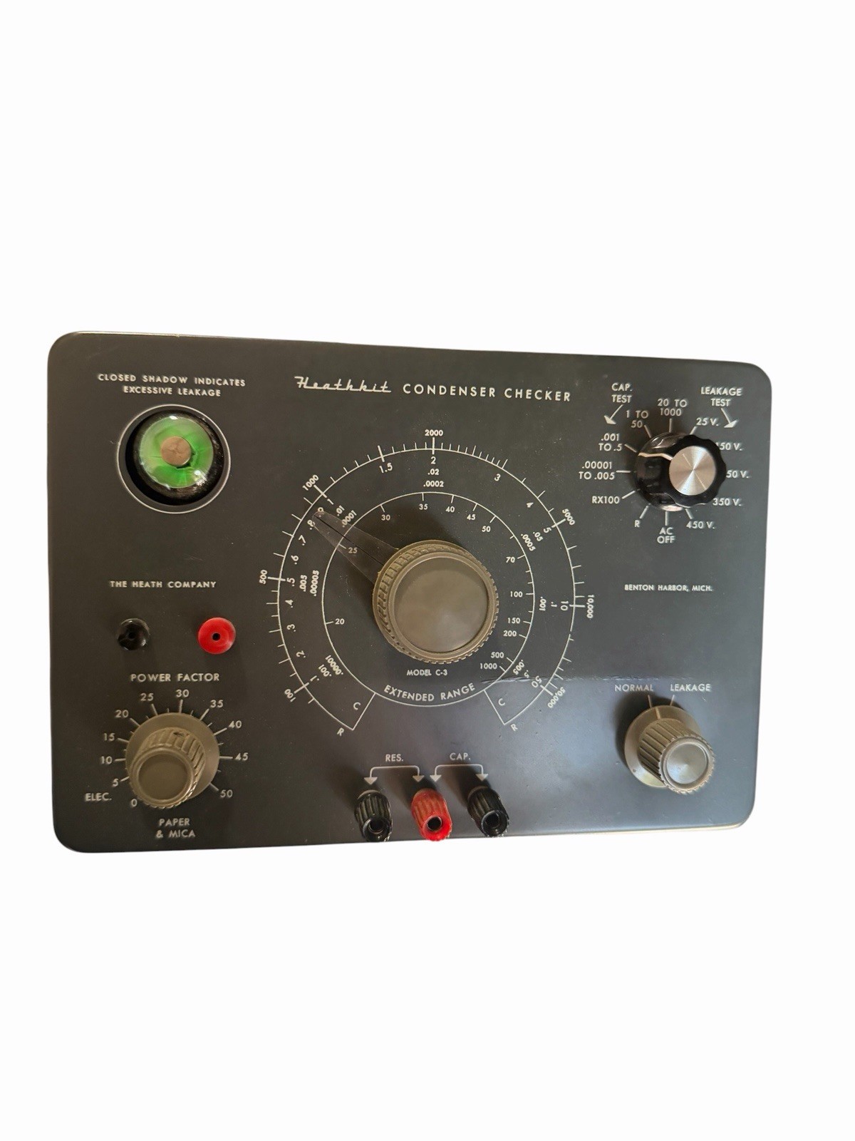 Vintage Heathkit Model C-3 Capacitor Condenser Checker Modified Power Tested