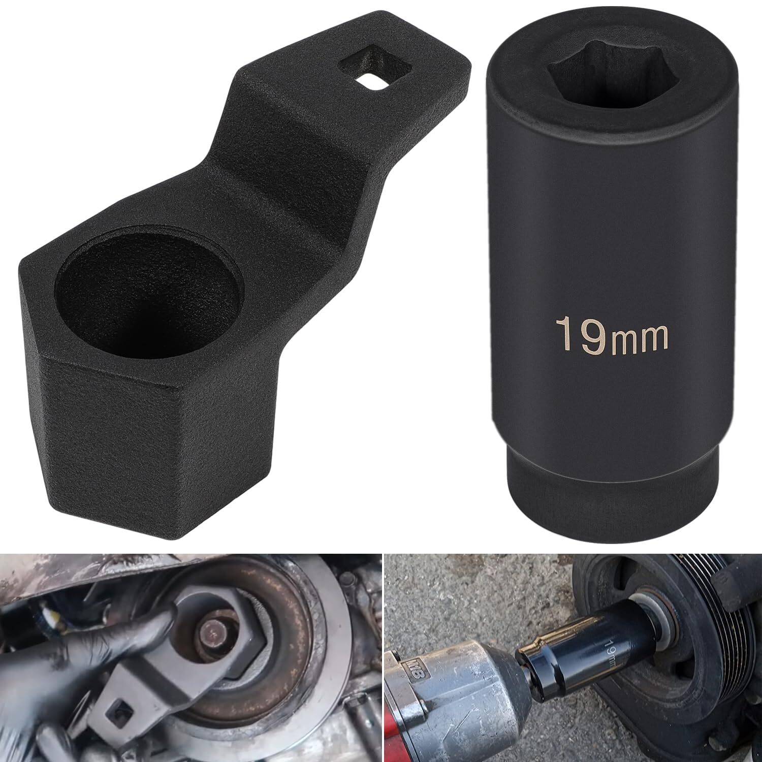 For Honda 19 mm Harmonic Balancer Socket & 50mm Crankshaft Crank Pulley Wrenc...