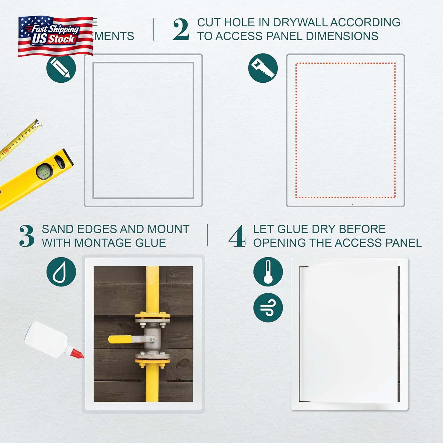 12" X 16" White ABS Plastic Plumbing Access Panel - Wall Access Panel for Drywal
