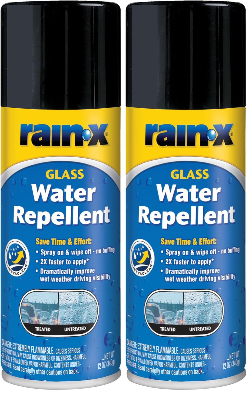 Rain-X 630168 Glass Water-Repellent Aerosol 12 12 Ounce (Pack of 2), Clear