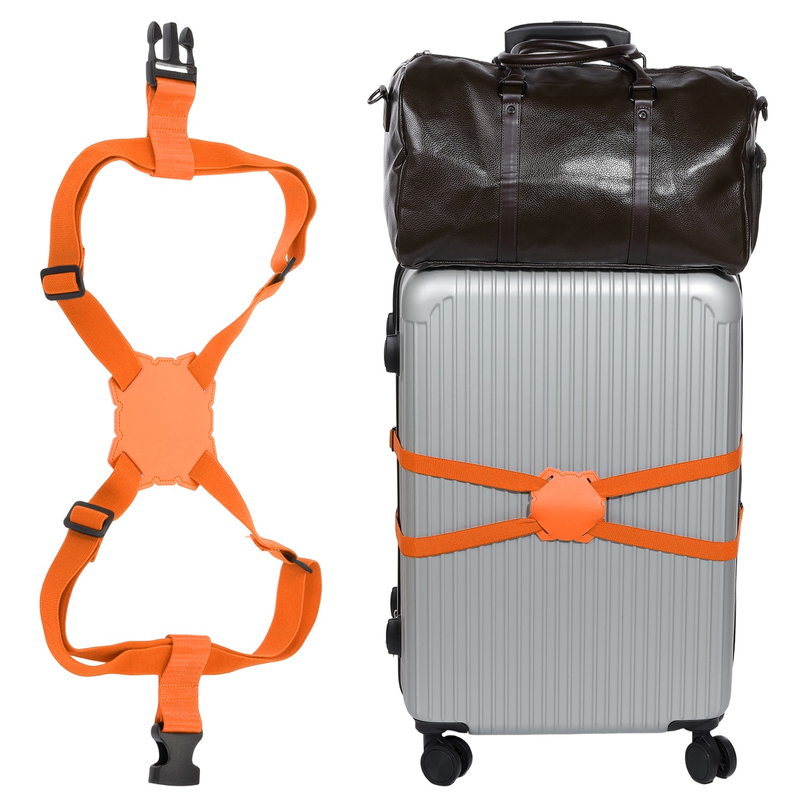 Luggage Strap Bag Bungee Elastic Suitcase Adjustable Belt for Add A Bag, Orange
