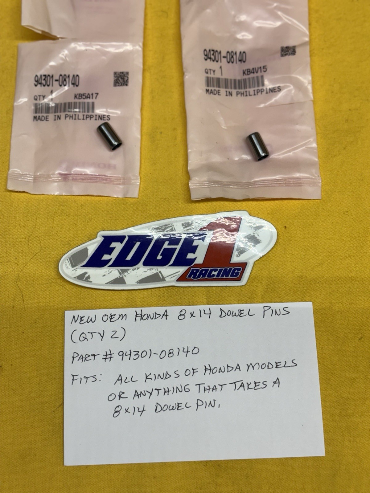 OEM HONDA 8x14 DOWEL PINS (qty 2) ATC70,TRX 400EX, 300EX, RECON (94301-08140)