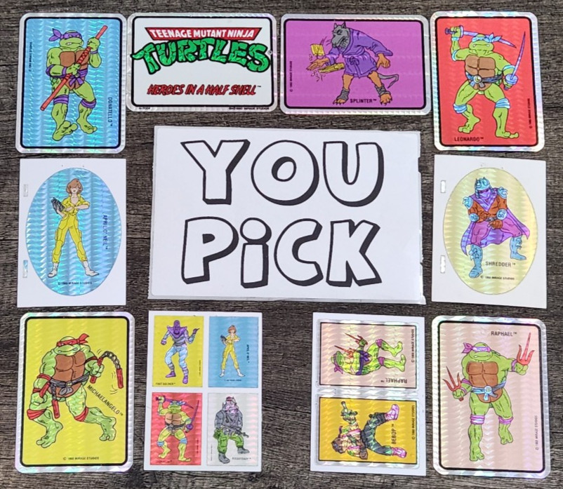 Vintage TEENAGE MUTANT NINJA TURTLES Prism Vending Stickers 1988 MIrage (read)