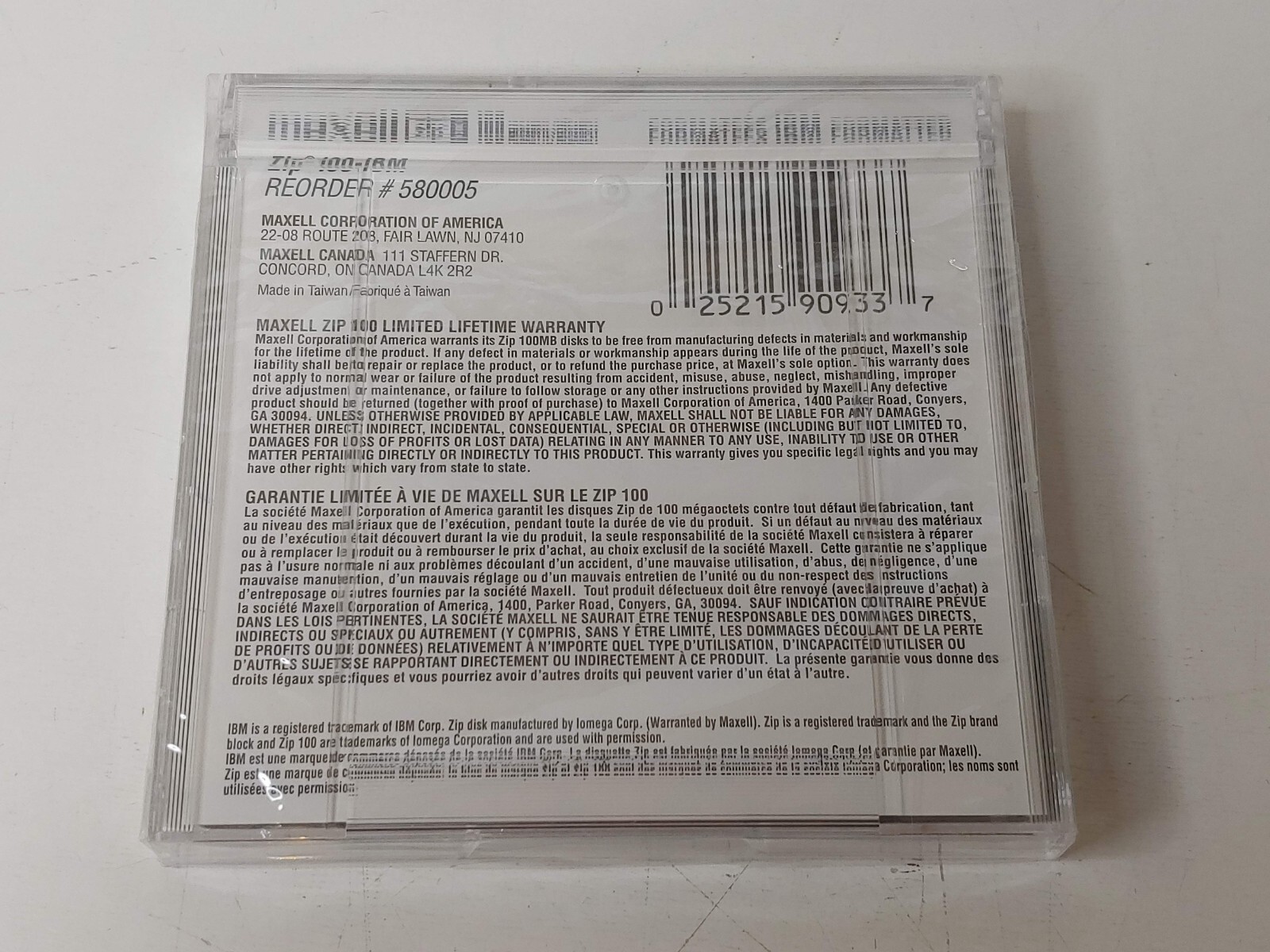 Maxell 100 MB IBM Formatted ZIP 100 Disk New in Package