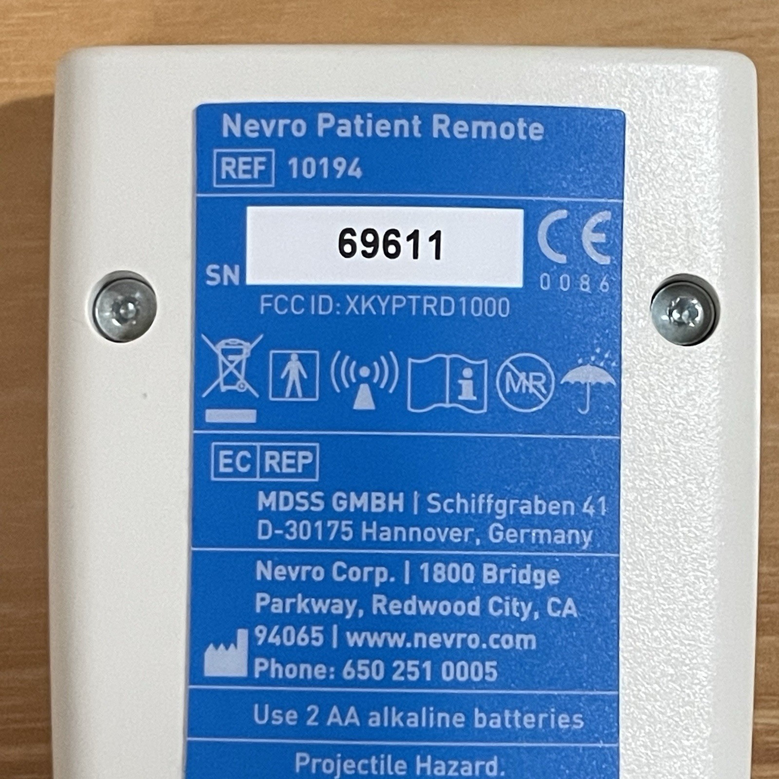 Nevro Patient Remote Control 10194 ONLY Soft Keypad WORKS
