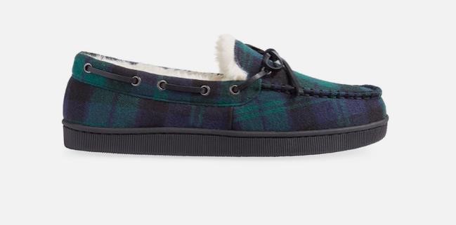 Club Room Men Plaid Moccasin Slippers FauxFur Lining S 6 - 7 NEW $30 10016124000