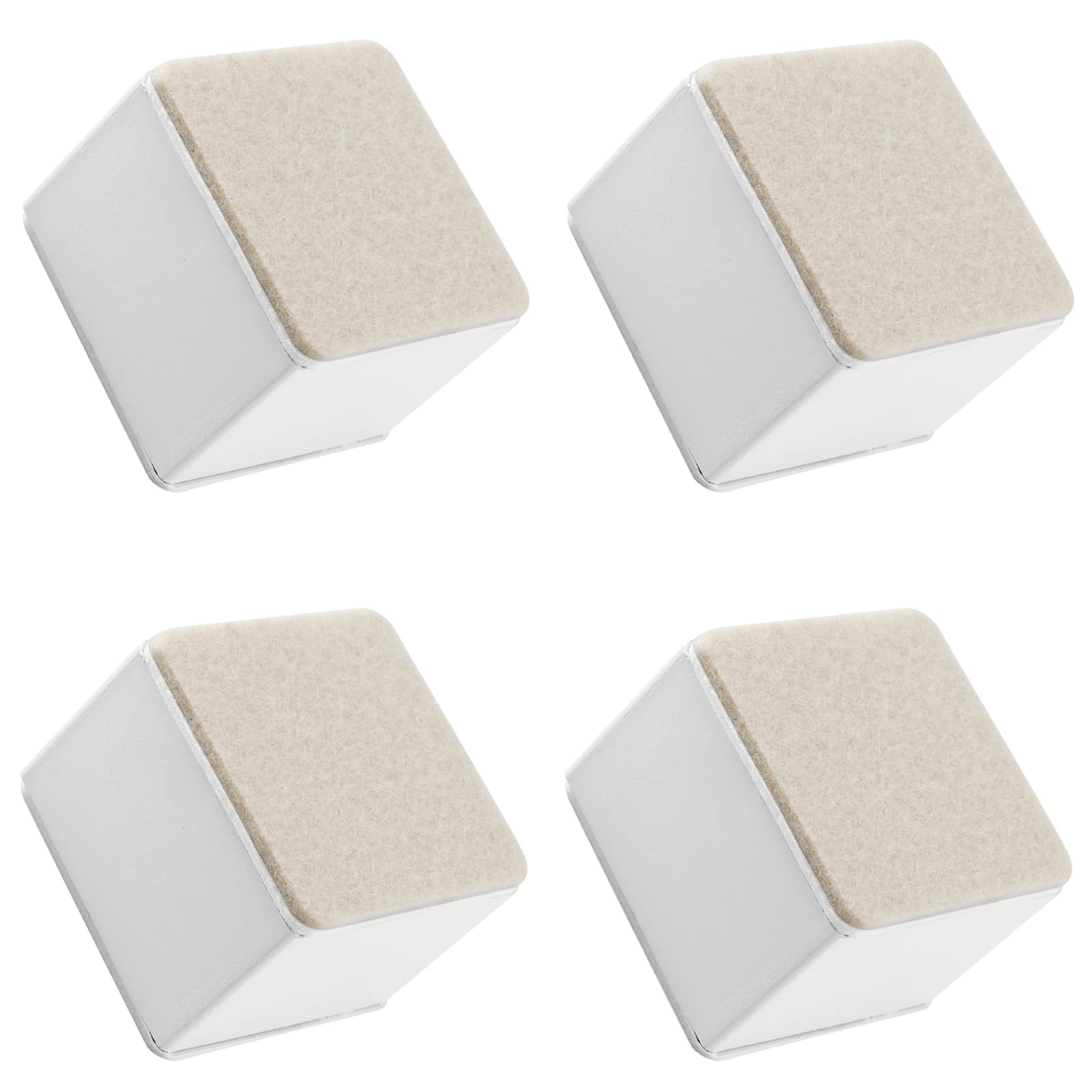 4 PCS 2 Inch SelfAdhesive Square Carbon Steel Furniture Bed Risers White