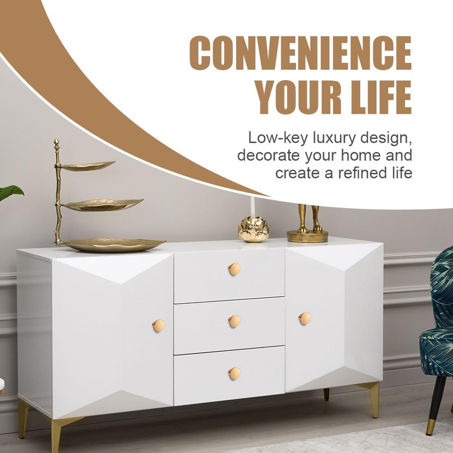Ainiv 10 PCS Gold Cabinet Knobs, Round Drawer Knobs, Mushroom Dresser Handle,...