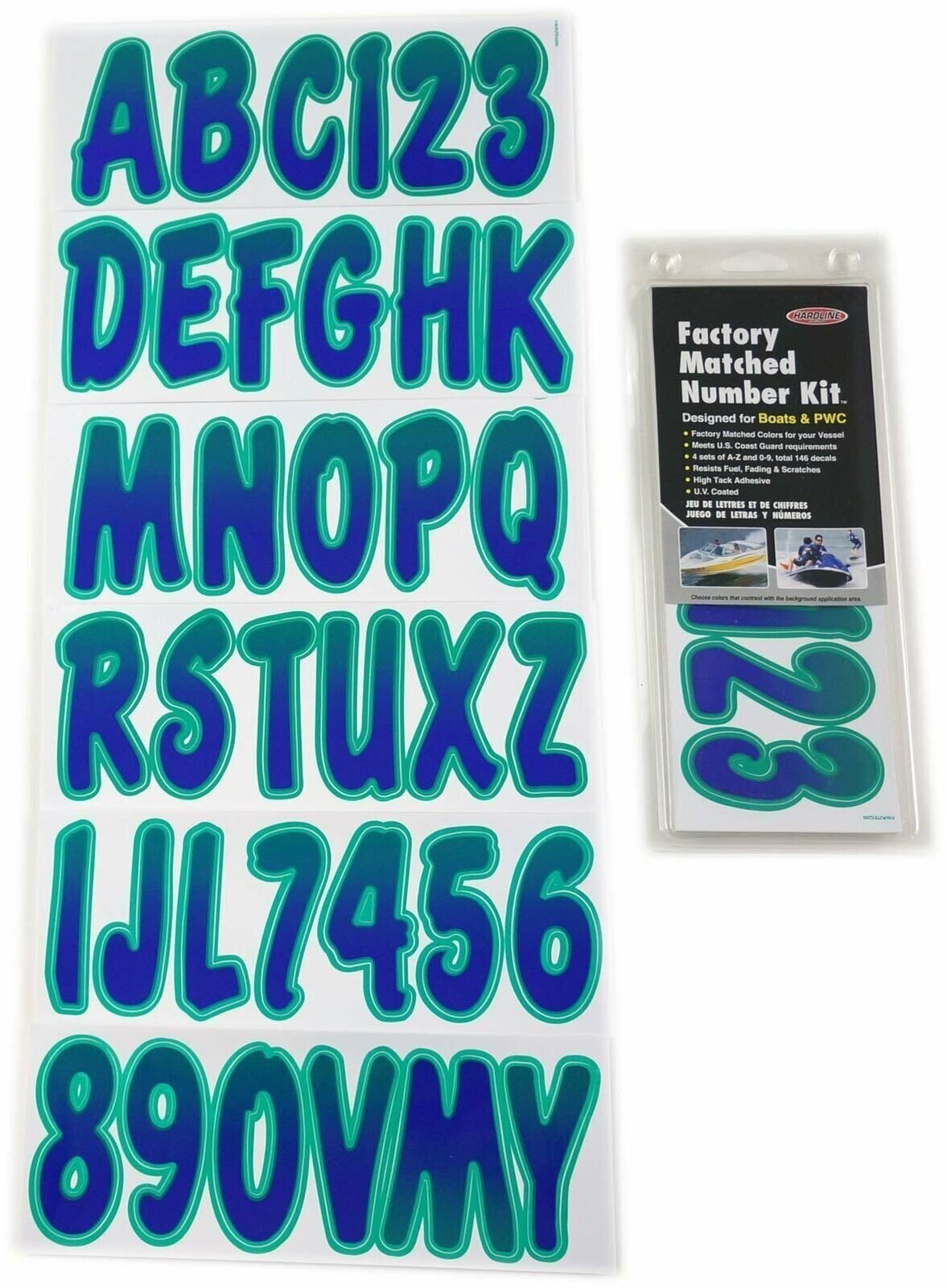 Hardline Products PUTEG200 Series 200 Registration Letter Number Kit Purple/Teal