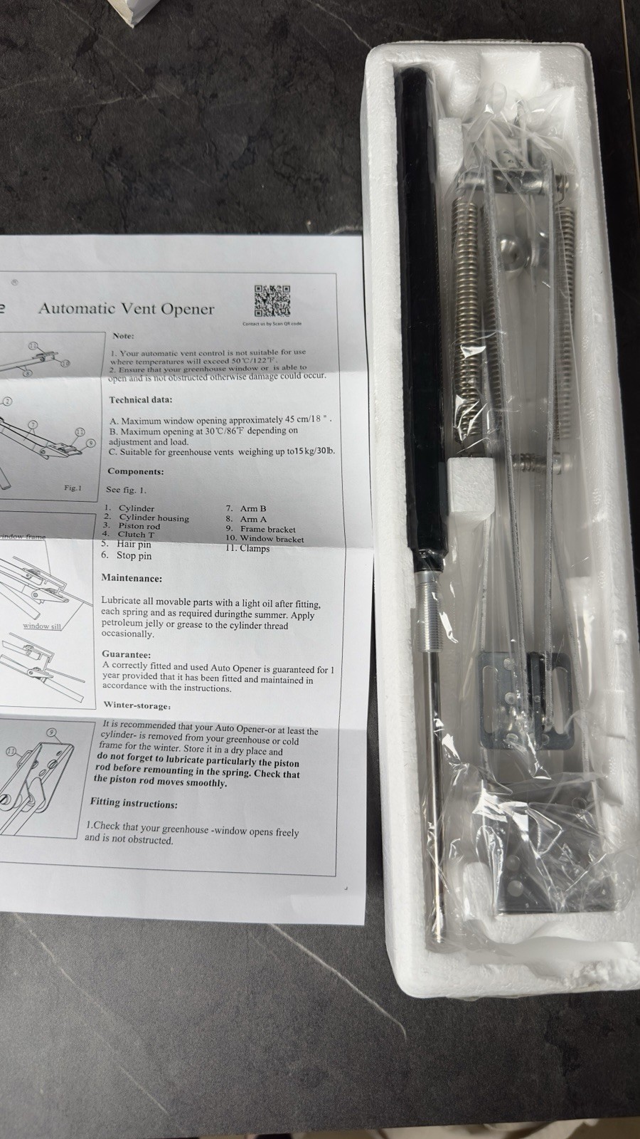Automatic Vent Opener. NEW. Open Box. Never Used.