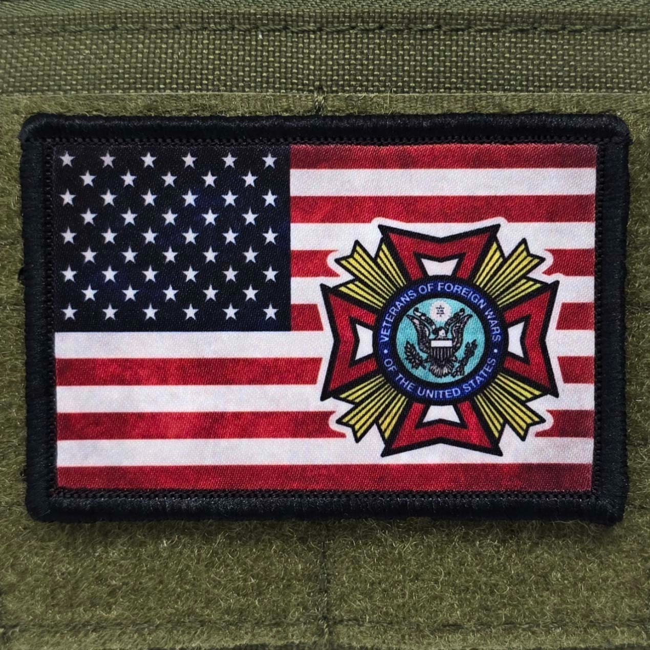 VFW Patch USA Flag Moral Tactical Marine Military Army  Hook & Loop 3x2