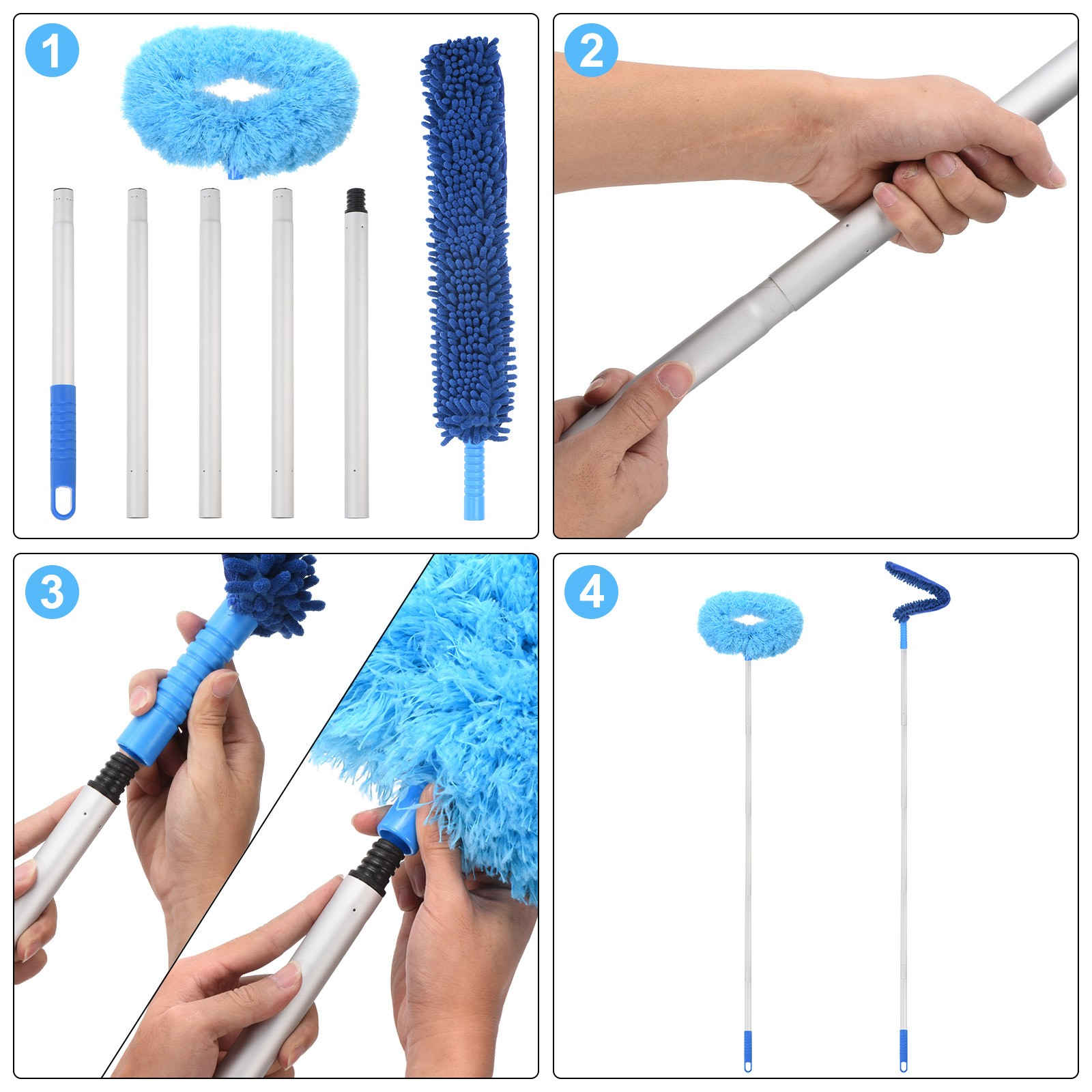 Ceiling Fan Cleaner Duster 12.9" to 59" Microfiber Clean Tool Extendable Yellow