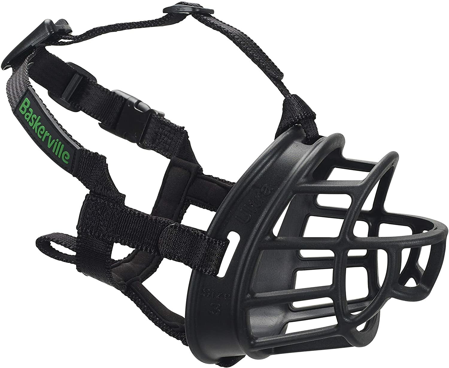 Baskerville Ultra Dog No Bite Muzzle Comfortable Soft Plastic Mesh Basket Black