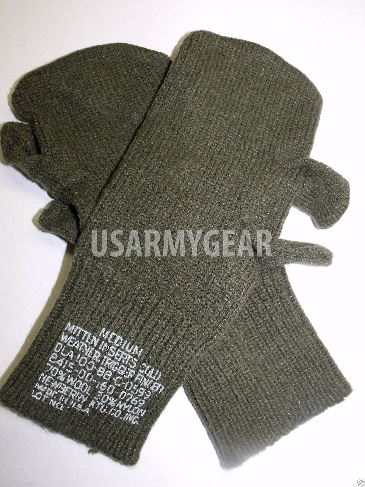 NEW US ARMY  WOOL TRIGGER FINGER MITTEN liners COOL SNIPER GLOVES Medium M  USGI