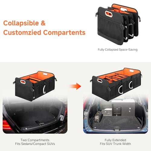 Trunk Organizer for SUV, Multi-Compartment Car Trunk Organizer, Car Large