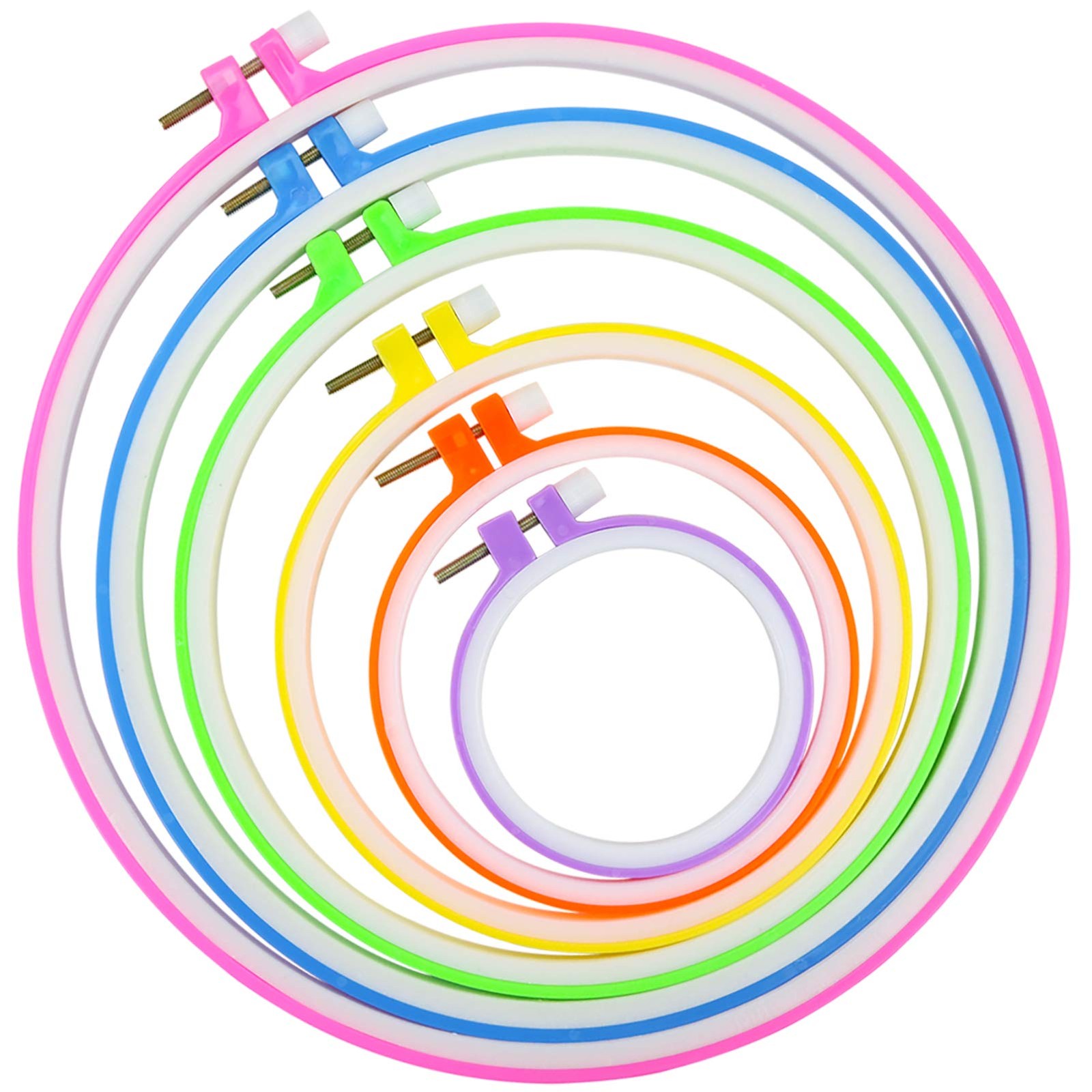 Similane 6 Pieces Embroidery Hoops, Plastic Circle Cross Stitch Multicolor