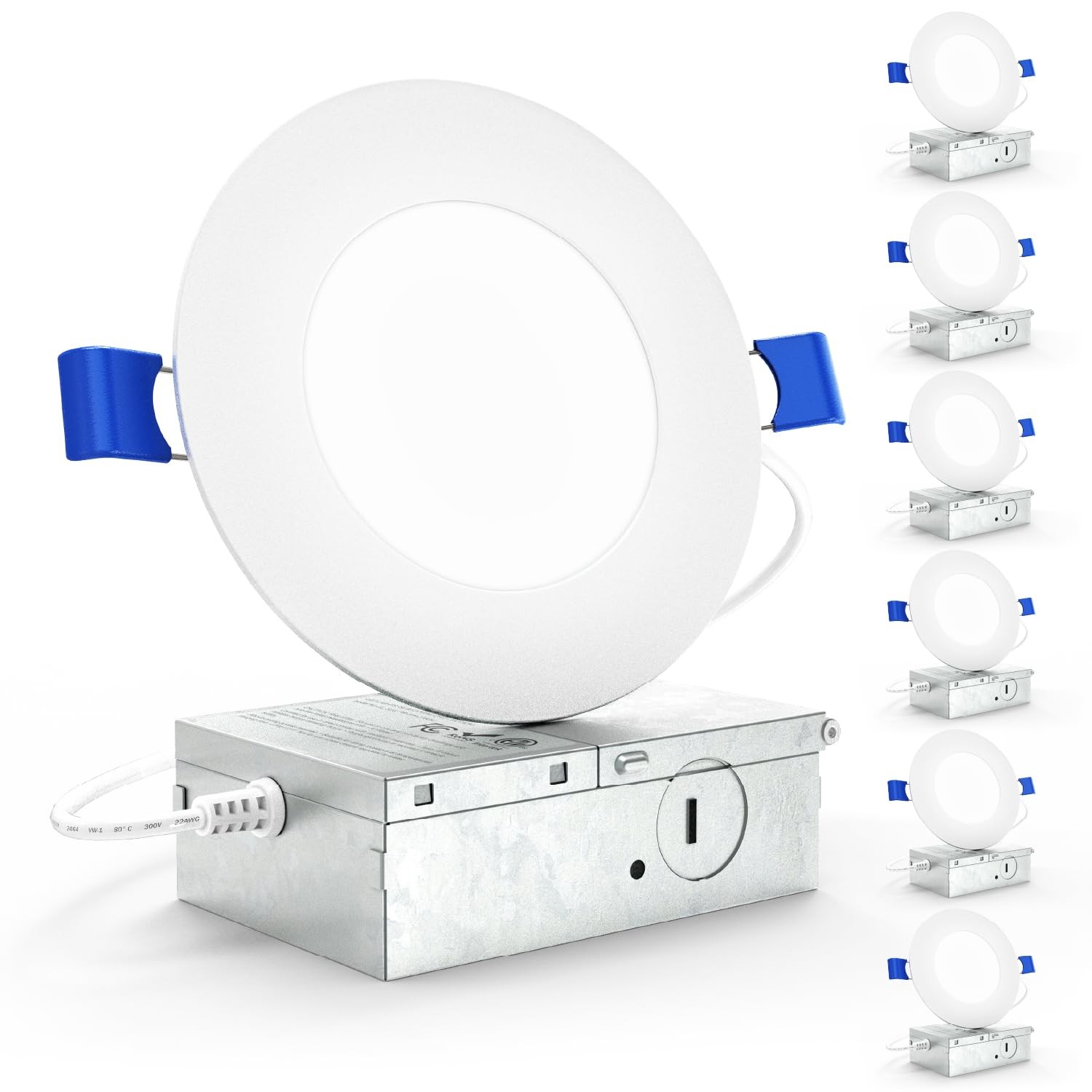 Sunco 6 Pack 4 Inch LED Recessed Lights, Slim Canless 4 inch, White - 6000K