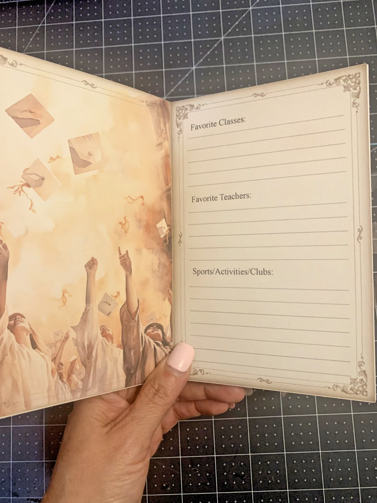 Handmade Graduation Journal Book | Shabby Chic Memory Book | Ephemera, Pockets.