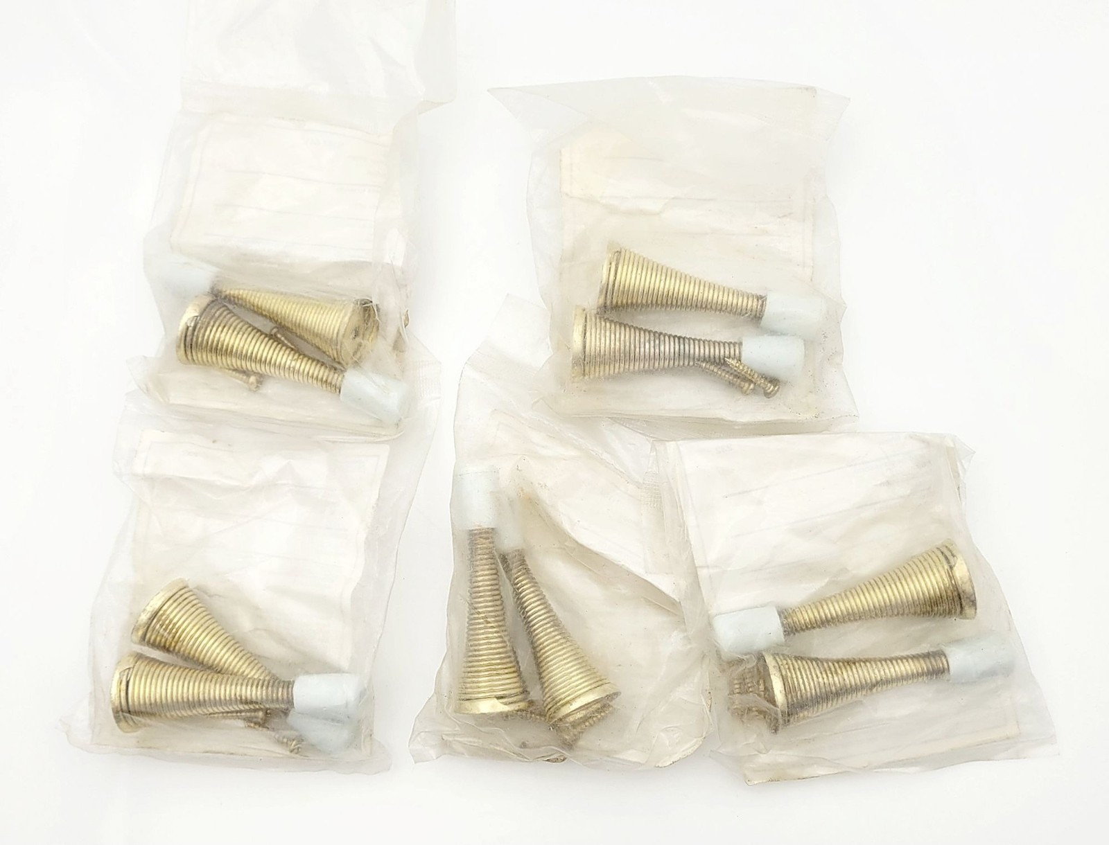 National N187-641 3" Spring Door Stops Brass Finish White Tip  Lot of 5-2 Packs