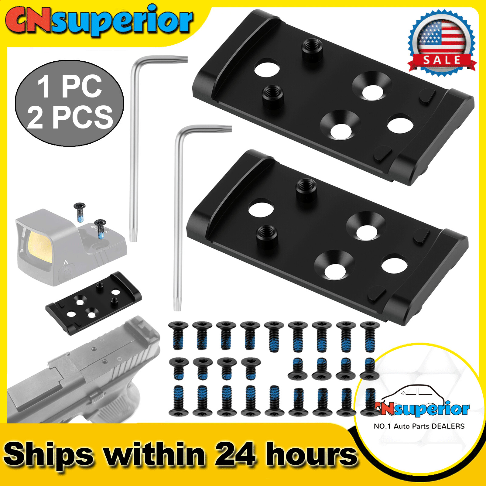 Adapter Plate for Glock 17 19 22 23 45 MOS Holosun 407K/507K/EPS Carry/RomeoZero