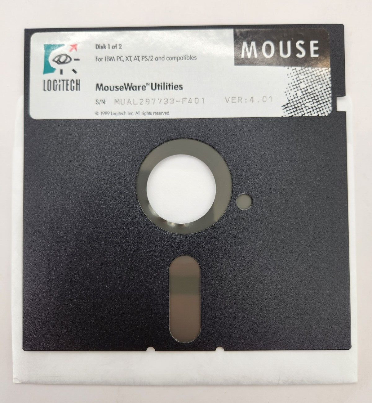 Vintage Logitech MouseWare Version 4.01 Utilities IBM PC, XT, Floppy 5.25” Disk