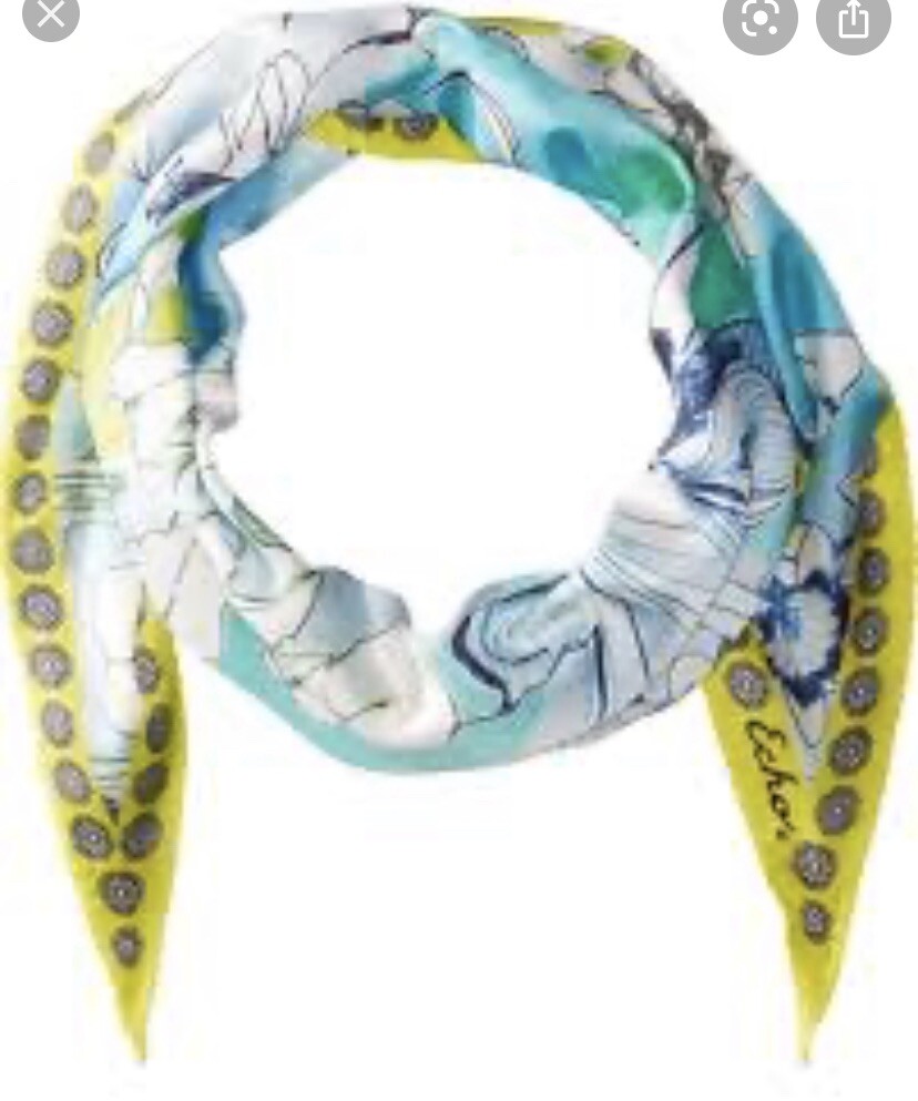 $39  Echo silk scarf diamond bandana  green  SEASIDE FLORAL  T1