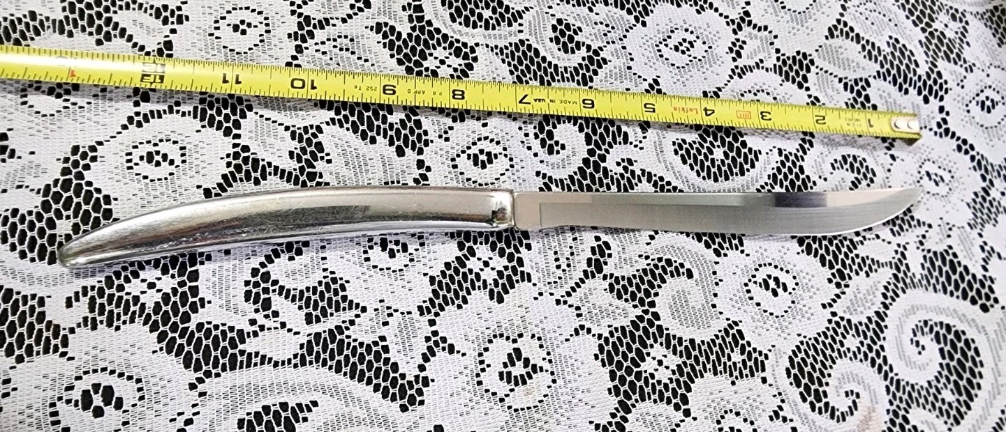 SLEEK SOLID STAINLESS STEEL MID-CENTURY-MODERN STYLE "13" CURVED CARVING KNIFE🍠