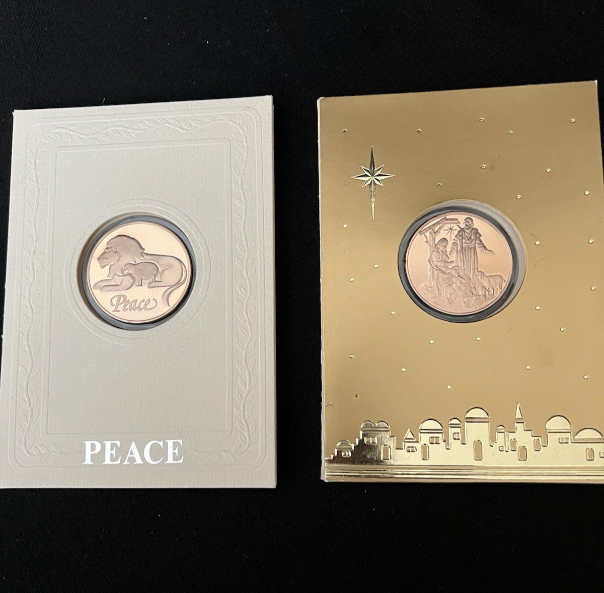 Franklin Mint Solid Bronze 1984-88 Christmas Coins Miracle of Christmas/ Peace